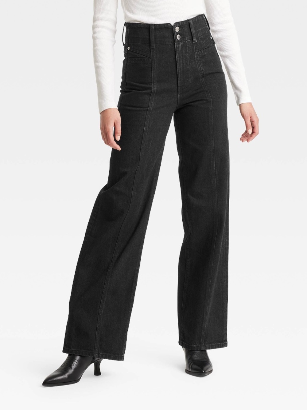 High-Rise Tailored Wide Leg Jeans - NWOT